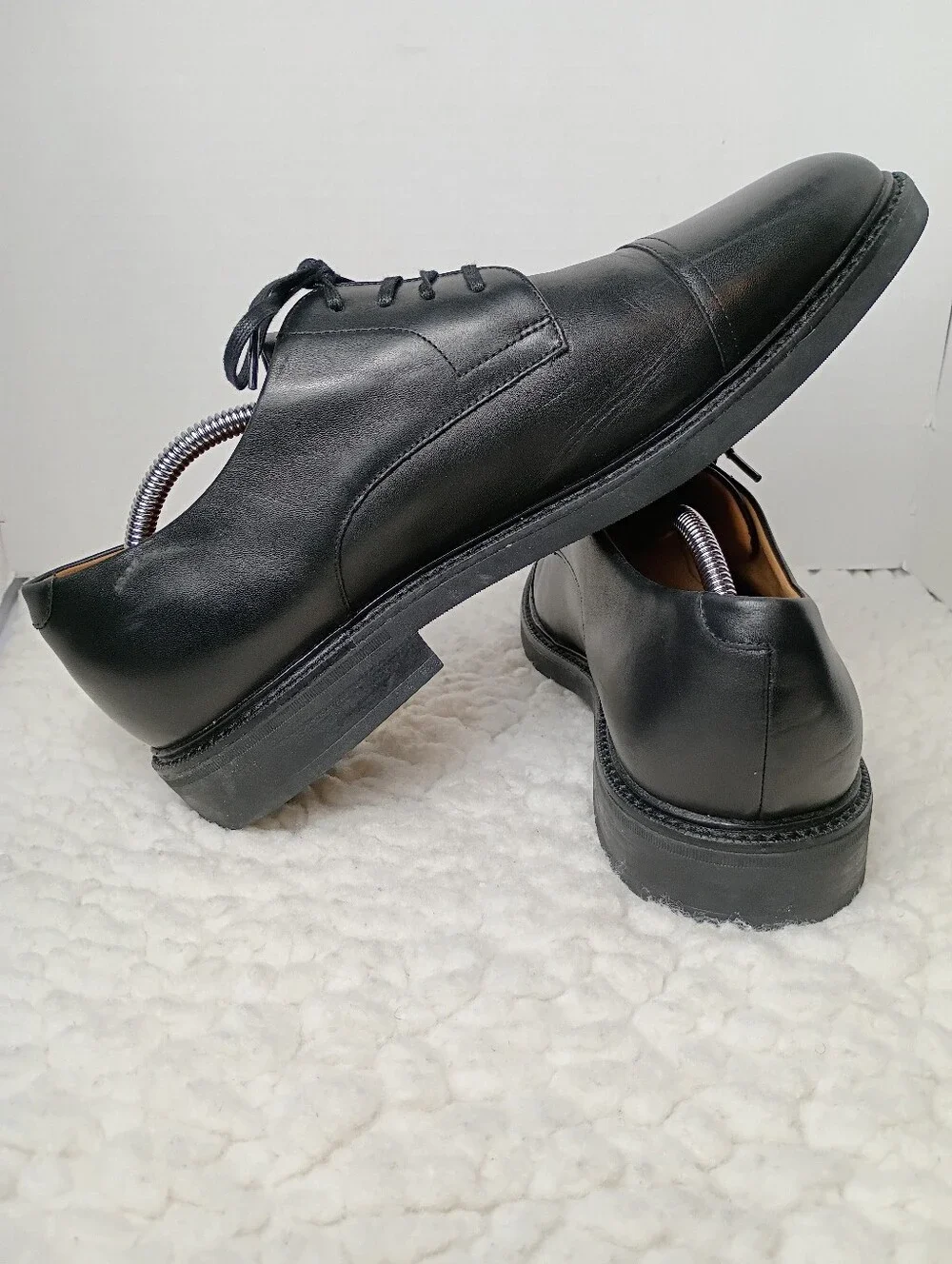 Polo Ralph Lauren Asher Cap Toe Black Leather Derby Shoes Men Size 12